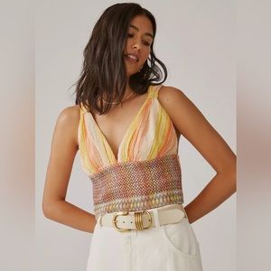 Anthropologie Striped Smocked Tank